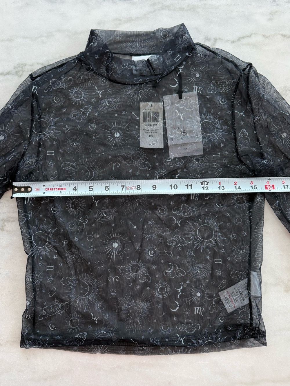 Hot Topic NWT Daisy Street Celestial Print Twofer Long Sleeve Top Women Size M - Picture 5 of 12